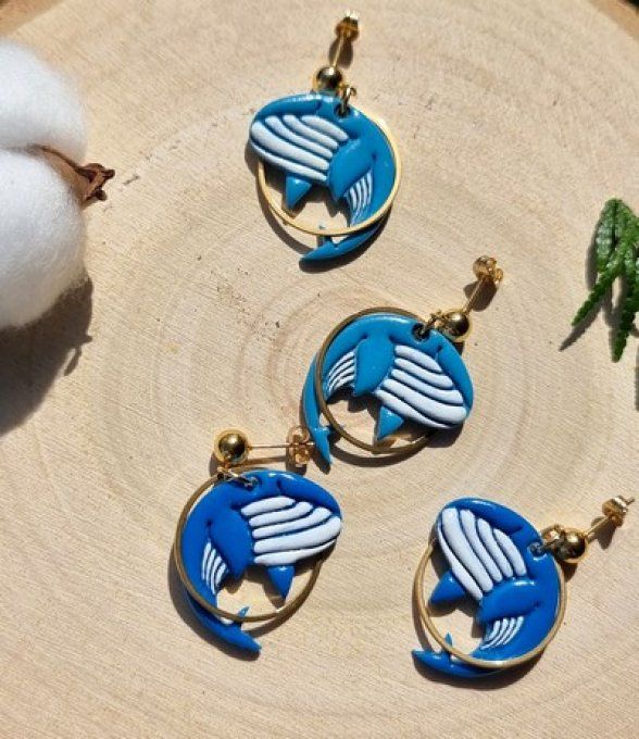 Boucles d'oreilles "Baleine bleu"