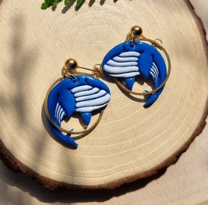 Boucles d'oreilles "Baleine bleu"