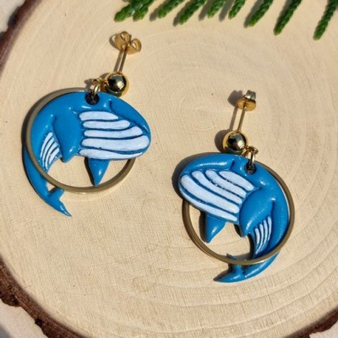 Boucles d'oreilles "Baleine bleu"